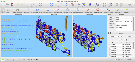 Schematic, design, and analysis views of a molecular structure